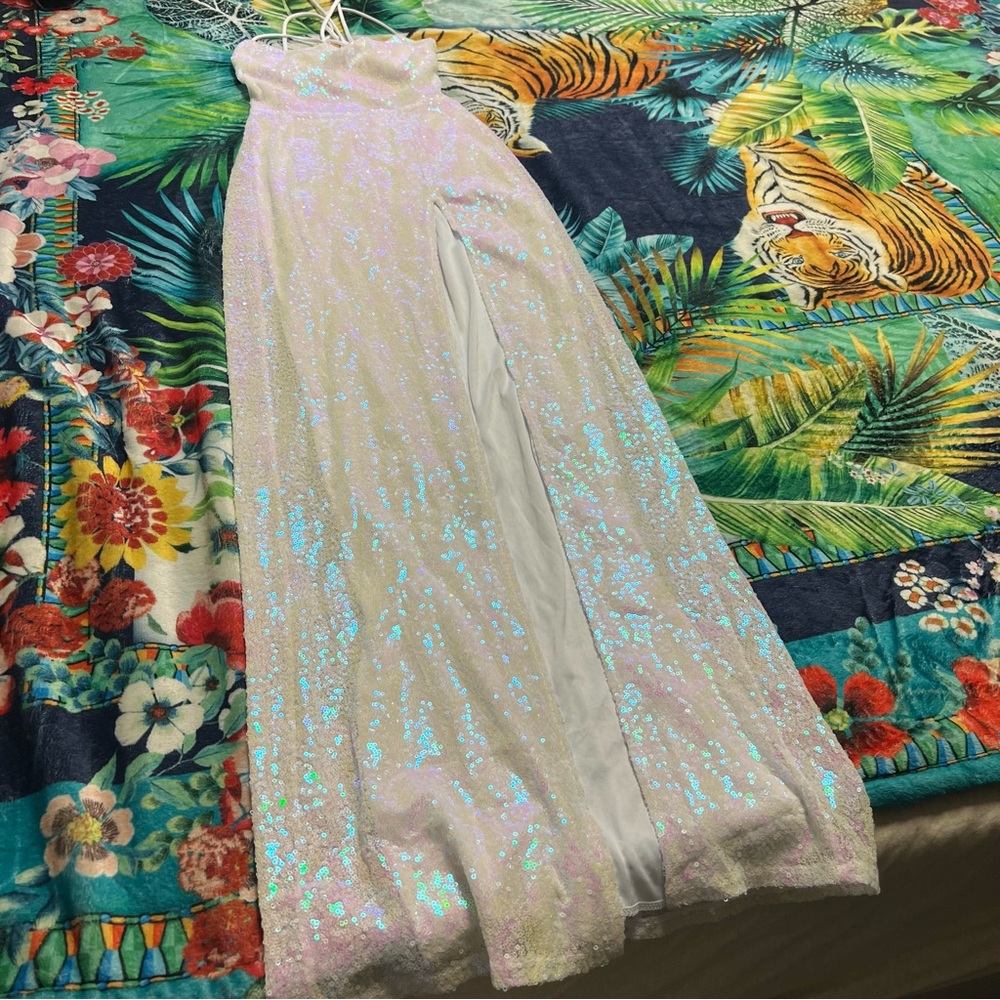 Lucy in the Sky Iridescent White Sequin Dress with Iridescent Sparkle!